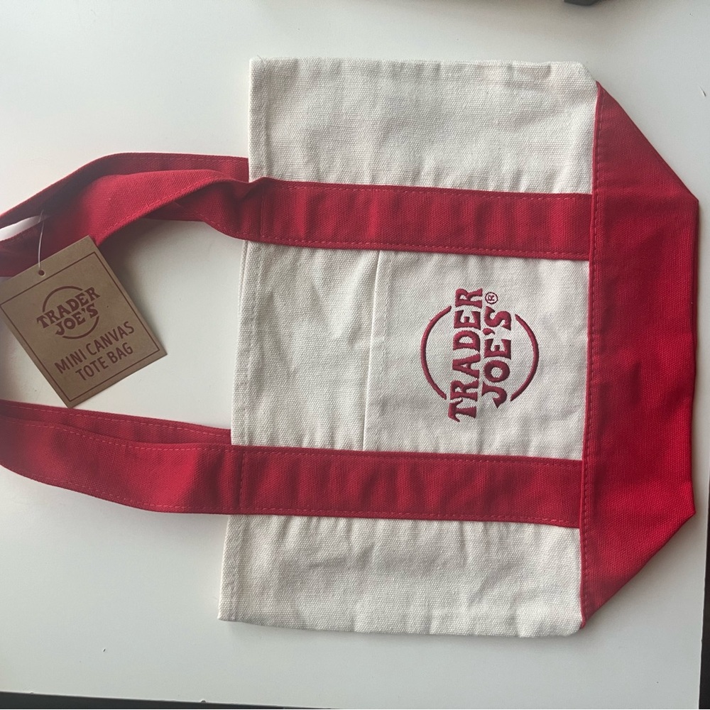 Trader Joe's Red and White Canvas Tote